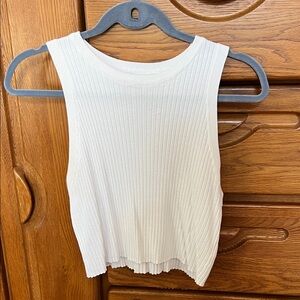 Garage Cropped White Ribbed Tank Top